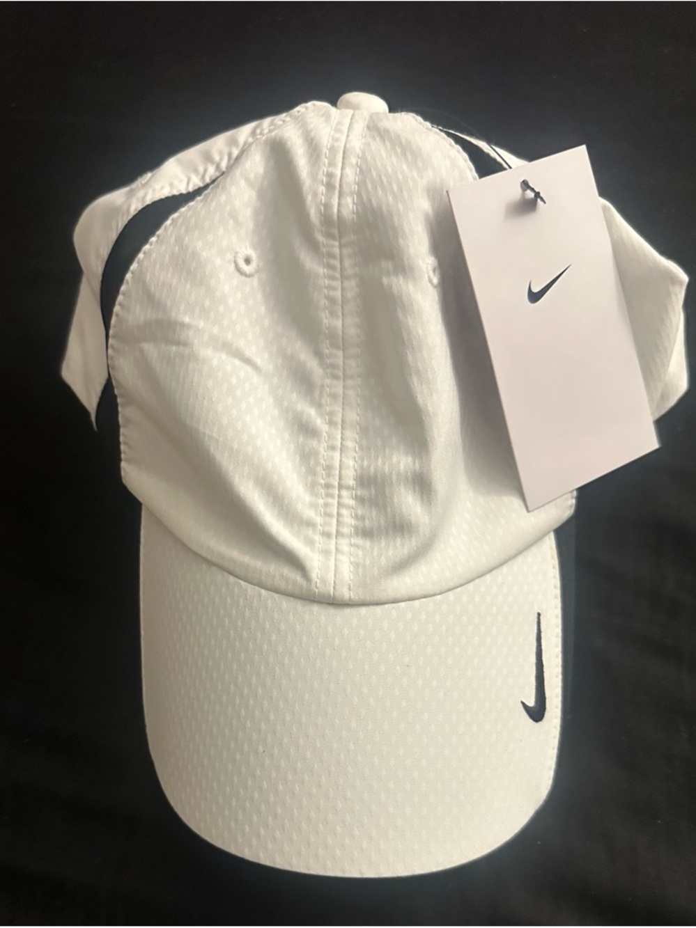Nike White and Black Swoosh Performance Cap